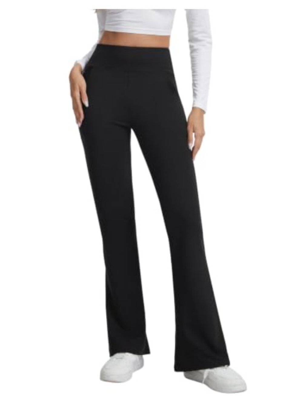 Fleece Lined Flare Leggings High Waist Thermal Winter Pants
